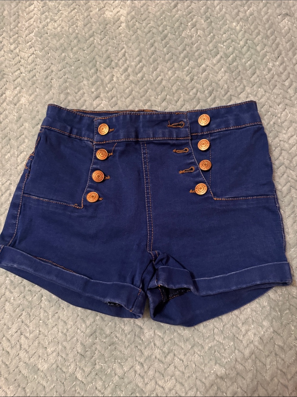 Almost Famous Navy High-Waist Sailor-Button Shorts
